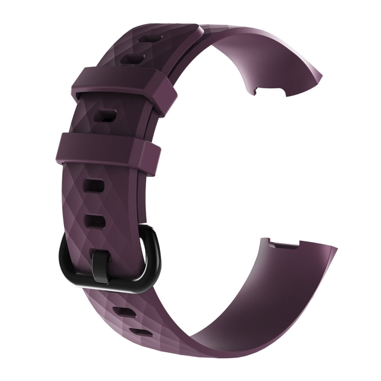 Diamond Pattern Silicone Watch Band for Fitbit Charge 3, Size: 210x18mm(Dark Purple) by bashfashion