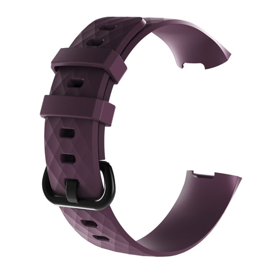 Diamond Pattern Silicone Watch Band for Fitbit Charge 3, Size: 210x18mm(Dark Purple) by bashfashion