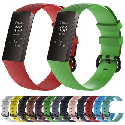 Diamond Pattern Silicone Watch Band for Fitbit Charge 3, Size: 210x18mm(Dark Purple) by bashfashion