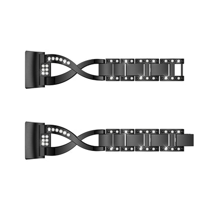 X-shaped Diamond-studded Metal Steel Watch Band for Fitbit Charge 3(Black) by bashfashion