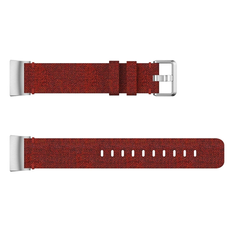 Woven Vanvas Nylon Watch Band for Fitbit Charge 3(Dark Red) by bashfashion