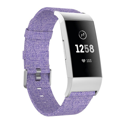 Woven Vanvas Nylon Watch Band for Fitbit Charge 3(Light Purple) by bashfashion