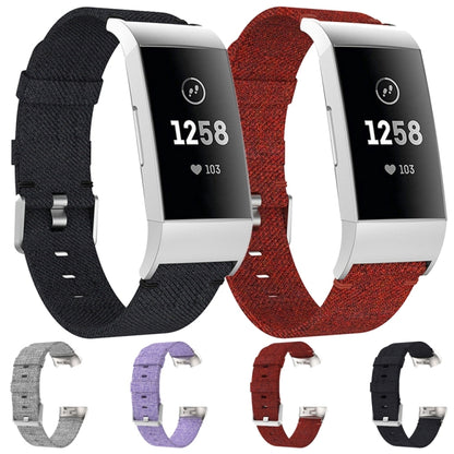 Woven Vanvas Nylon Watch Band for Fitbit Charge 3(Black) by bashfashion