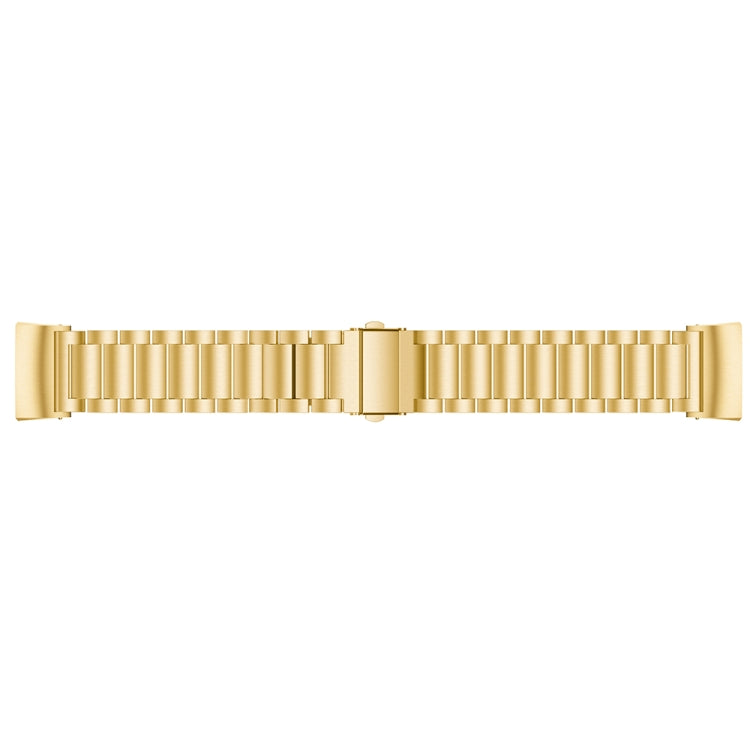 Three Beads Slingshot Buckle Solid Stainless Steel Watch Band for Fitbit Charge 3(Gold) by bashfashion