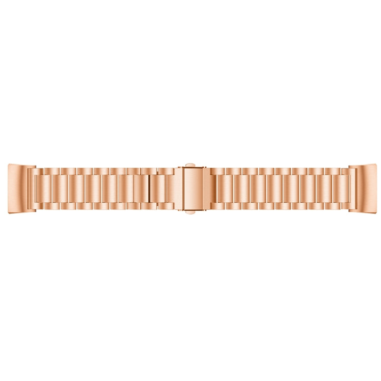 Three Beads Slingshot Buckle Solid Stainless Steel Watch Band for Fitbit Charge 3(Rose Gold) by bashfashion