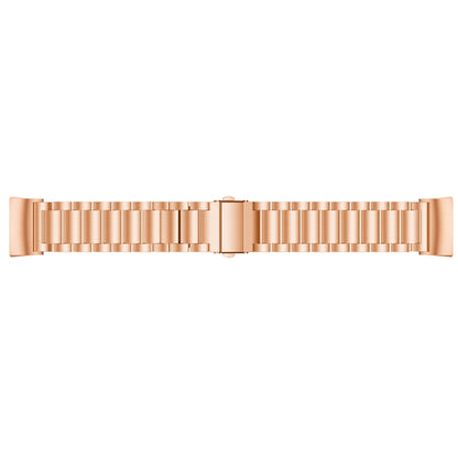 Three Beads Slingshot Buckle Solid Stainless Steel Watch Band for Fitbit Charge 3(Rose Gold) by bashfashion