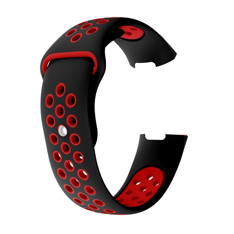 Two-color Round Hole Silicone Watch Band for Fitbit Charge 3, Watch Band Size:130-195mm(Red) by bashfashion