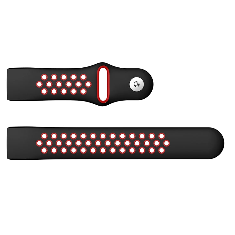 Two-color Round Hole Silicone Watch Band for Fitbit Charge 3, Watch Band Size:130-195mm(Red) by bashfashion