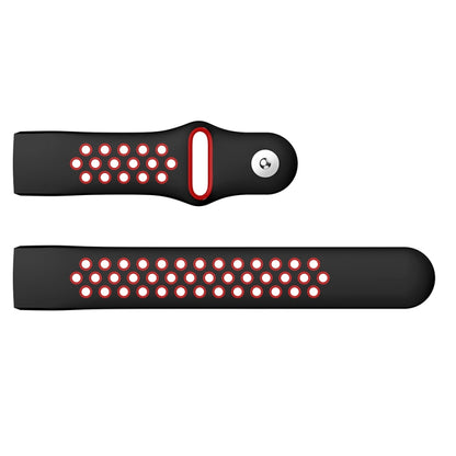 Two-color Round Hole Silicone Watch Band for Fitbit Charge 3, Watch Band Size:130-195mm(Red) by bashfashion