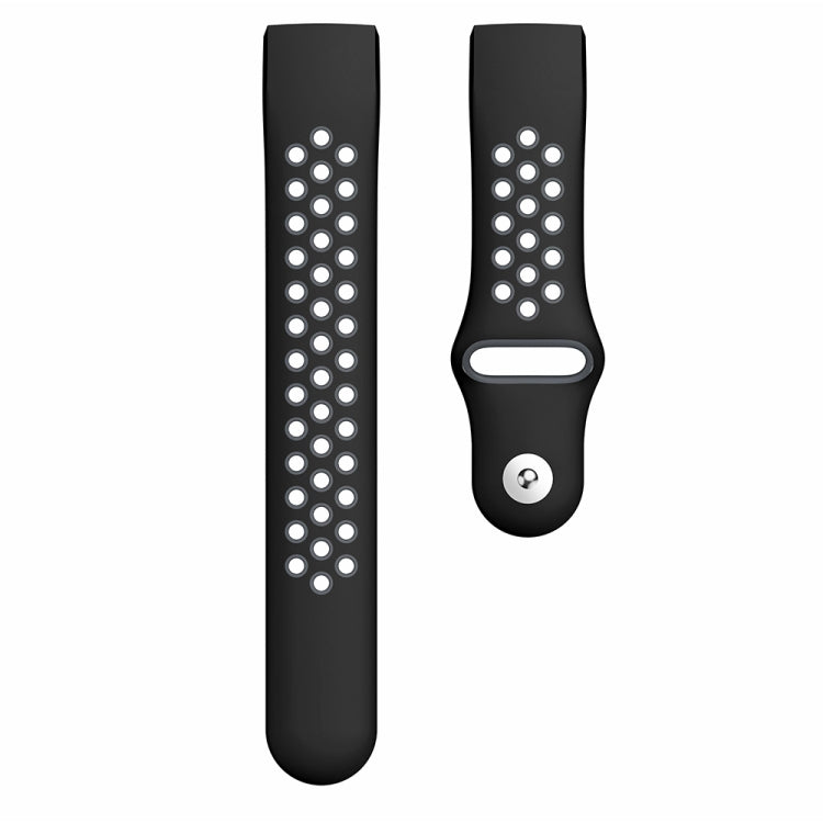 Two-color Round Hole Silicone Watch Band for Fitbit Charge 3, Watch Band Size:145-210mm(Grey) by bashfashion