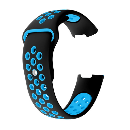 Two-color Round Hole Silicone Watch Band for Fitbit Charge 3, Watch Band Size:145-210mm(Blue) by bashfashion