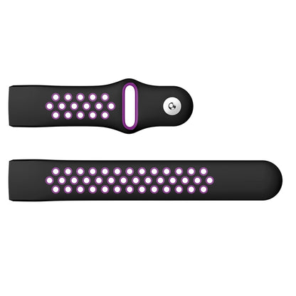 Two-color Round Hole Silicone Watch Band for Fitbit Charge 3, Watch Band Size:145-210mm(Purple) by bashfashion