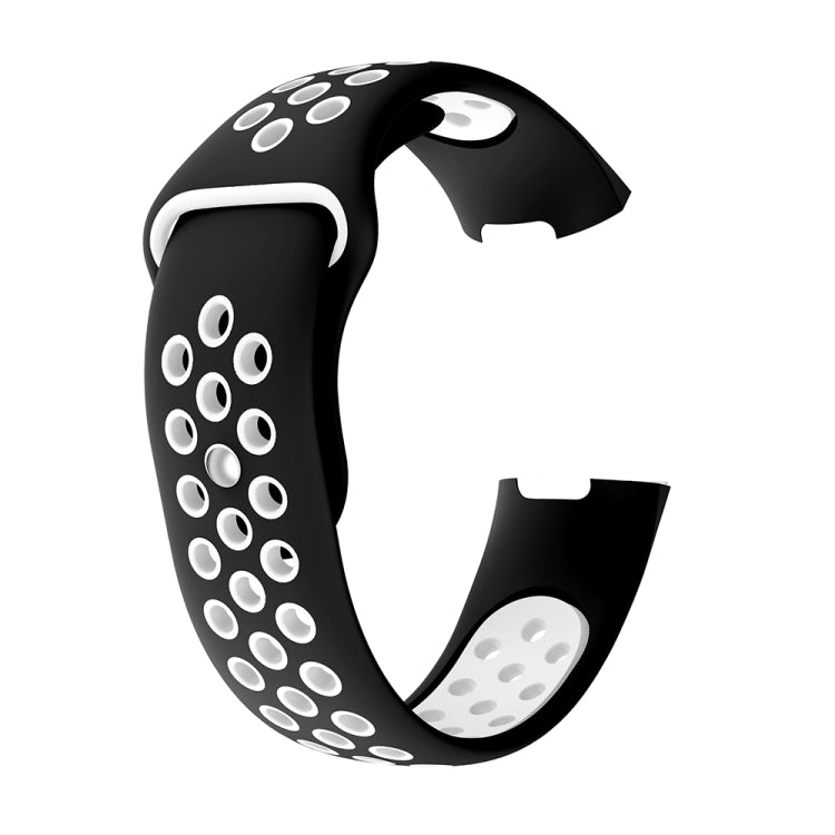 Two-color Round Hole Silicone Watch Band for Fitbit Charge 3, Watch Band Size:145-210mm(White) by bashfashion