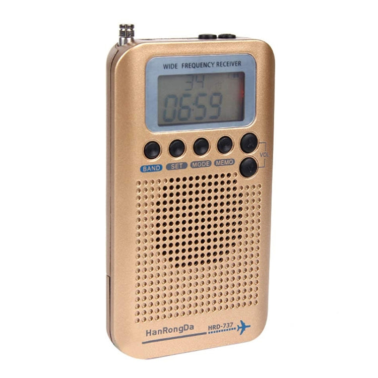 HRD-737 Portable Aircraft Band Radio Wide Frequency Receiver (Gold) by bashfashion