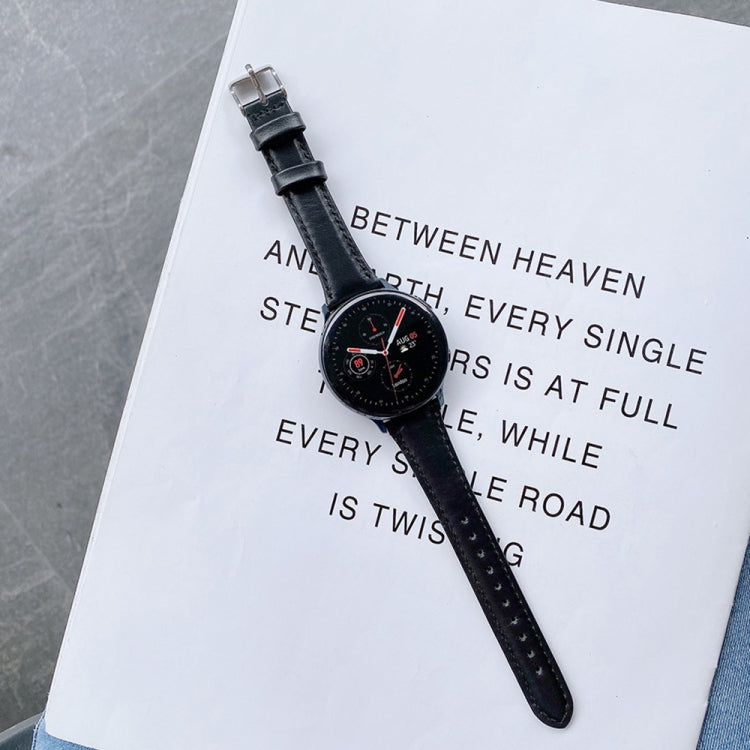 For Samsung Galaxy Watch 22mm Smart Watch Universal Double-sided Leather Small Watch Band(Black) by bashfashion