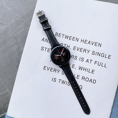 For Samsung Galaxy Watch 22mm Smart Watch Universal Double-sided Leather Small Watch Band(Black) by bashfashion