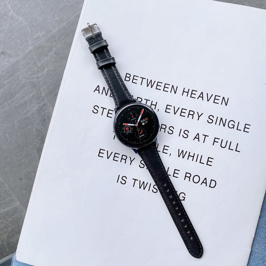 For Samsung Galaxy Watch 22mm Smart Watch Universal Double-sided Leather Small Watch Band(Black) by bashfashion