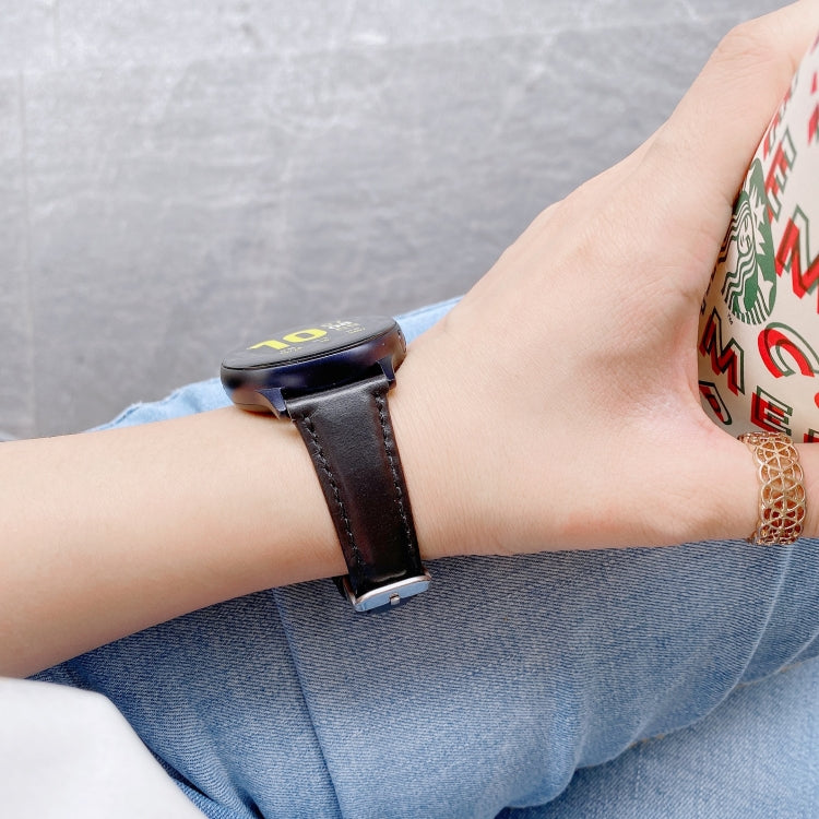 For Samsung Galaxy Watch 22mm Smart Watch Universal Double-sided Leather Small Watch Band(Black) by bashfashion