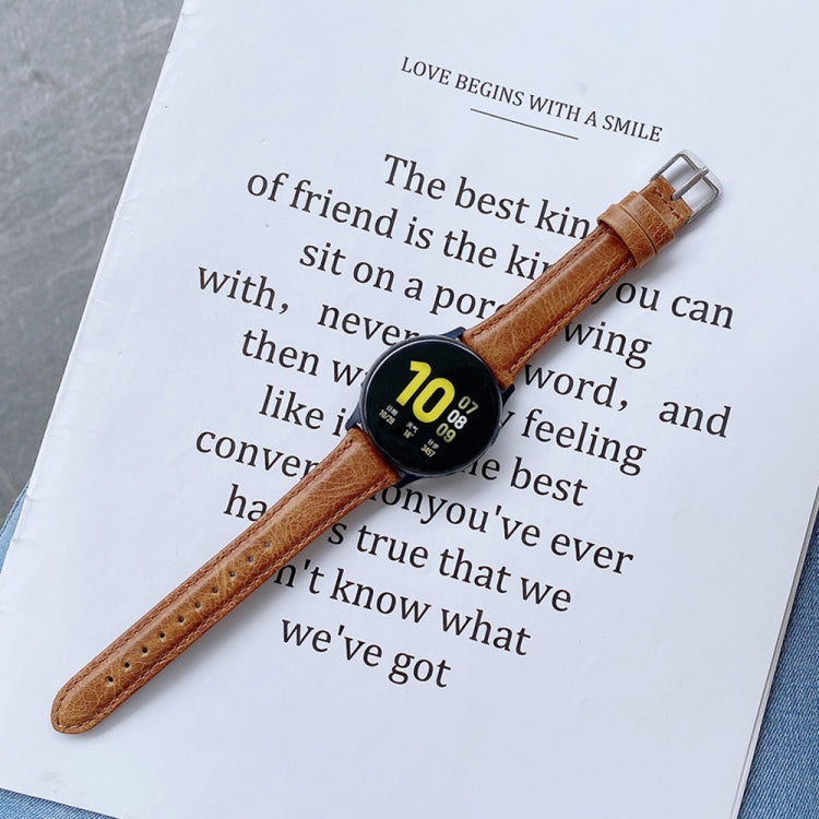 For Samsung Galaxy Watch 22mm Smart Watch Universal Double-sided Leather Small Watch Band(Brown) by bashfashion