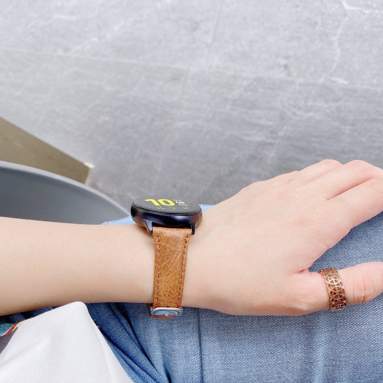 For Samsung Galaxy Watch 22mm Smart Watch Universal Double-sided Leather Small Watch Band(Brown) by bashfashion