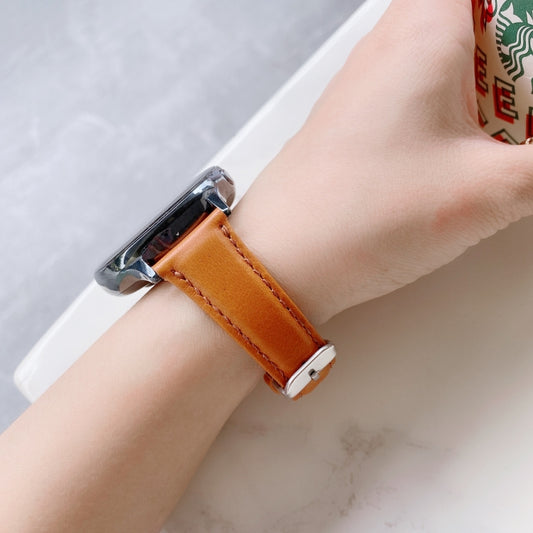 For Samsung Galaxy Watch 20mm Smart Watch Universal Double-sided Leather Small Watch Band(Khaki) by bashfashion