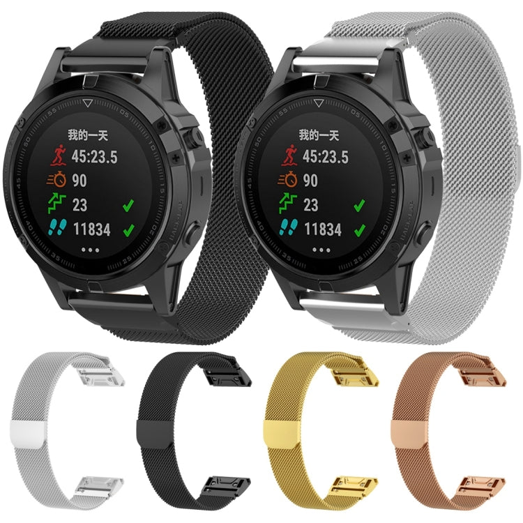 For Garmin Fenix 7X Milanese Watch Band (Rose Gold) by bashfashion