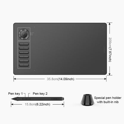 VEIKK A15PRO 10x6 inch 5080 LPI Type-C Interface Smart Touch Electronic Graphic Tablet (Grey) by VEIKK