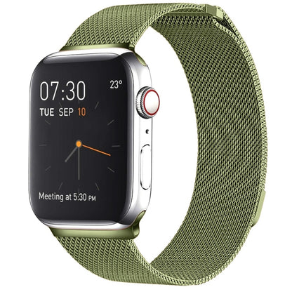 Milanese Loop Magnetic Stainless Steel Watch Band for Apple Watch Ultra 49mm&Watch Ultra 2 49mm / Series 10 46mm / 9&8&7 45mm / SE 3&SE 2&6&SE&5&4 44mm / 3&2&1 42mm(Army Green) by bashfashion