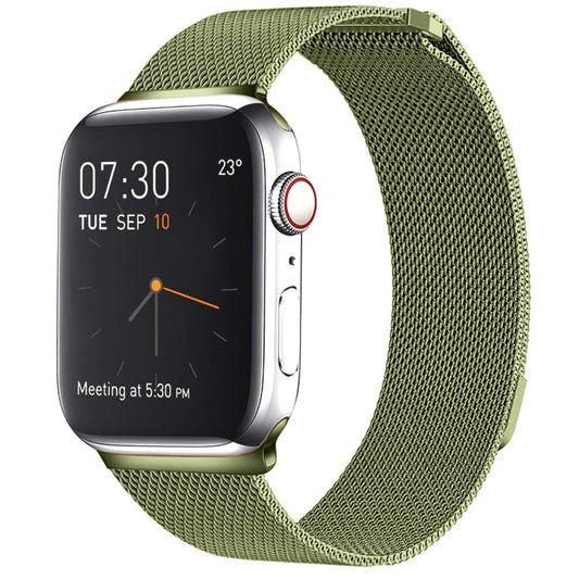 Milanese Loop Magnetic Stainless Steel Watch Band for Apple Watch Ultra 49mm&Watch Ultra 2 49mm / Series 10 46mm / 9&8&7 45mm / SE 3&SE 2&6&SE&5&4 44mm / 3&2&1 42mm(Army Green) by bashfashion