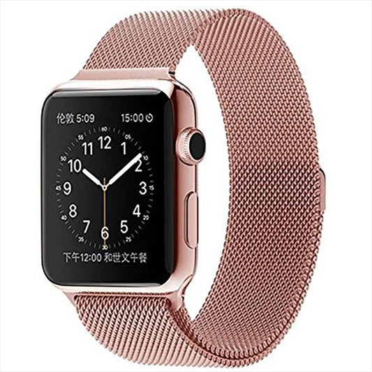 Milanese Loop Magnetic Stainless Steel Watch Band for Apple Watch Ultra 49mm&Watch Ultra 2 49mm / Series 10 46mm / 9&8&7 45mm / SE 3&SE 2&6&SE&5&4 44mm / 3&2&1 42mm(Rose Pink) by bashfashion