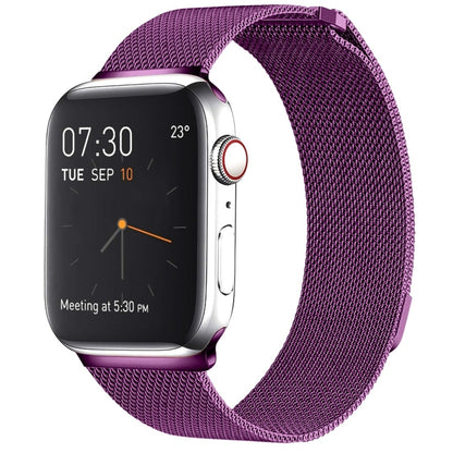 Milanese Loop Magnetic Stainless Steel Watch Band for Apple Watch Ultra 49mm&Watch Ultra 2 49mm / Series 10 46mm / 9&8&7 45mm / SE 3&SE 2&6&SE&5&4 44mm / 3&2&1 42mm(Purple) by bashfashion