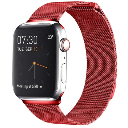 Milanese Loop Magnetic Stainless Steel Watch Band for Apple Watch Ultra 49mm&Watch Ultra 2 49mm / Series 10 46mm / 9&8&7 45mm / SE 3&SE 2&6&SE&5&4 44mm / 3&2&1 42mm(Red) by bashfashion