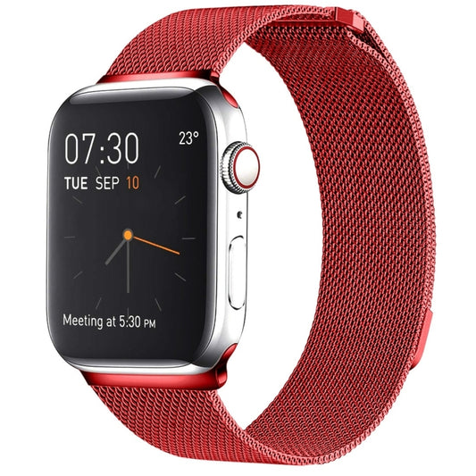 Milanese Loop Magnetic Stainless Steel Watch Band for Apple Watch Ultra 49mm&Watch Ultra 2 49mm / Series 10 46mm / 9&8&7 45mm / SE 3&SE 2&6&SE&5&4 44mm / 3&2&1 42mm(Red) by bashfashion
