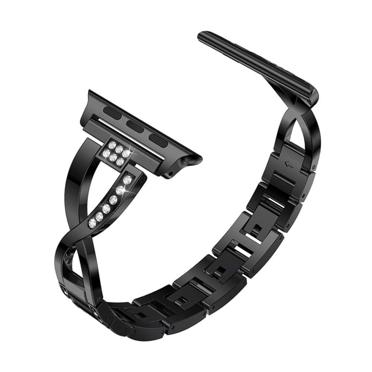 Colorful Diamond Stainless Steel Watch Band for Apple Watch Series 7 41mm / 6 & SE & 5 & 4 40mm / 3 & 2 & 1 38mm(Black) by bashfashion