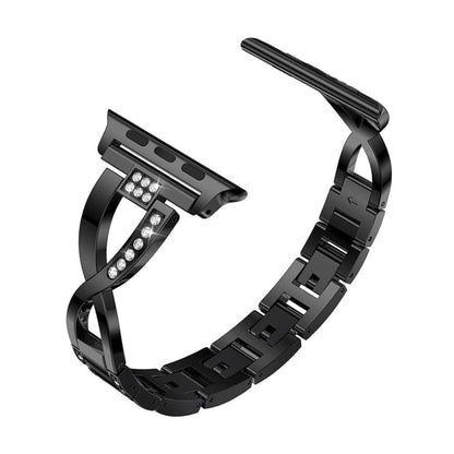 Colorful Diamond Stainless Steel Watch Band for Apple Watch Series 7 41mm / 6 & SE & 5 & 4 40mm / 3 & 2 & 1 38mm(Black) by bashfashion