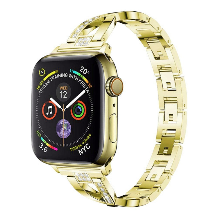Colorful Diamond Stainless Steel Watch Band for Apple Watch Series 7 41mm / 6 & SE & 5 & 4 40mm / 3 & 2 & 1 38mm(Gold) by bashfashion