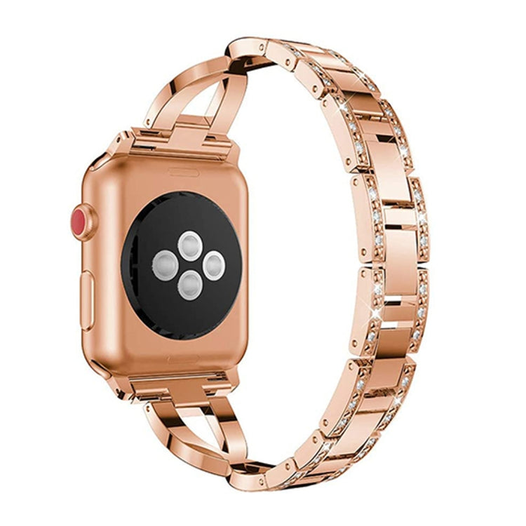 Colorful Diamond Stainless Steel Watch Band for Apple Watch Series 7 41mm / 6 & SE & 5 & 4 40mm / 3 & 2 & 1 38mm(Rose Gold) by bashfashion