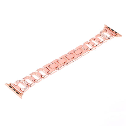 Colorful Diamond Stainless Steel Watch Band for Apple Watch Series 7 41mm / 6 & SE & 5 & 4 40mm / 3 & 2 & 1 38mm(Rose Gold) by bashfashion