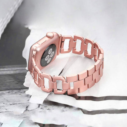 Colorful Diamond Stainless Steel Watch Band for Apple Watch Series 7 41mm / 6 & SE & 5 & 4 40mm / 3 & 2 & 1 38mm(Rose Gold) by bashfashion