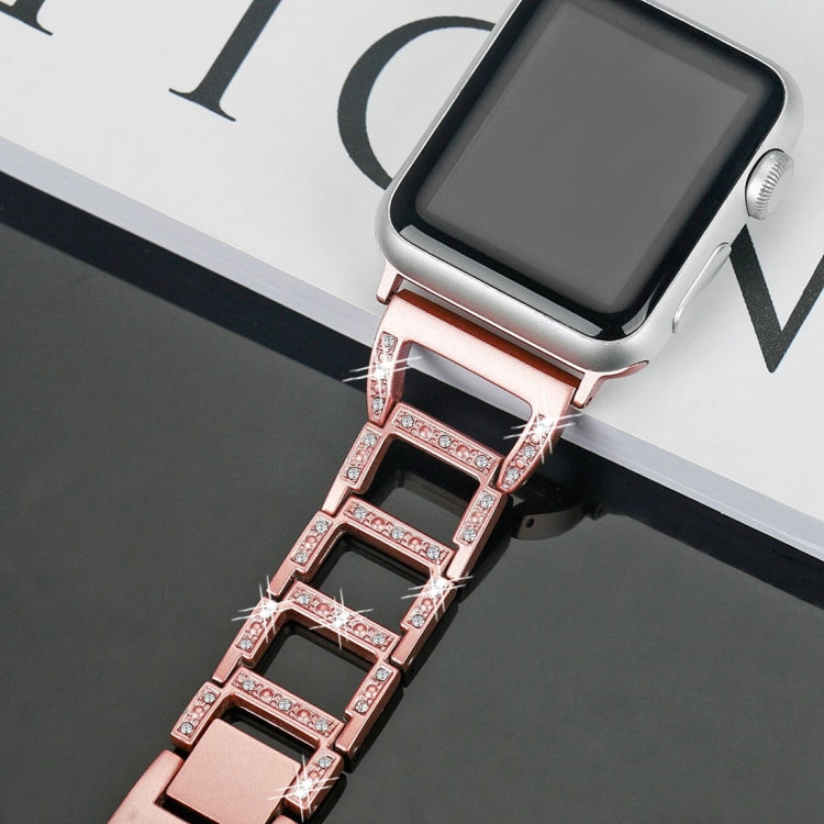 Colorful Diamond Stainless Steel Watch Band for Apple Watch Series 7 41mm / 6 & SE & 5 & 4 40mm / 3 & 2 & 1 38mm(Rose Gold) by bashfashion