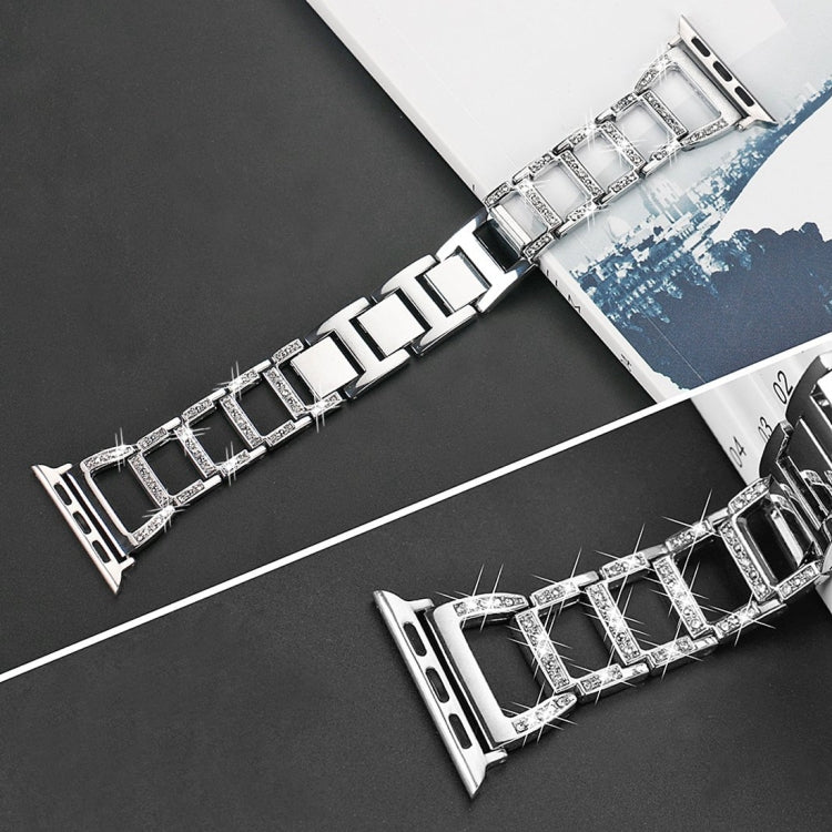 Colorful Diamond Stainless Steel Watch Band for Apple Watch Series 7 41mm / 6 & SE & 5 & 4 40mm / 3 & 2 & 1 38mm(Silver) by bashfashion