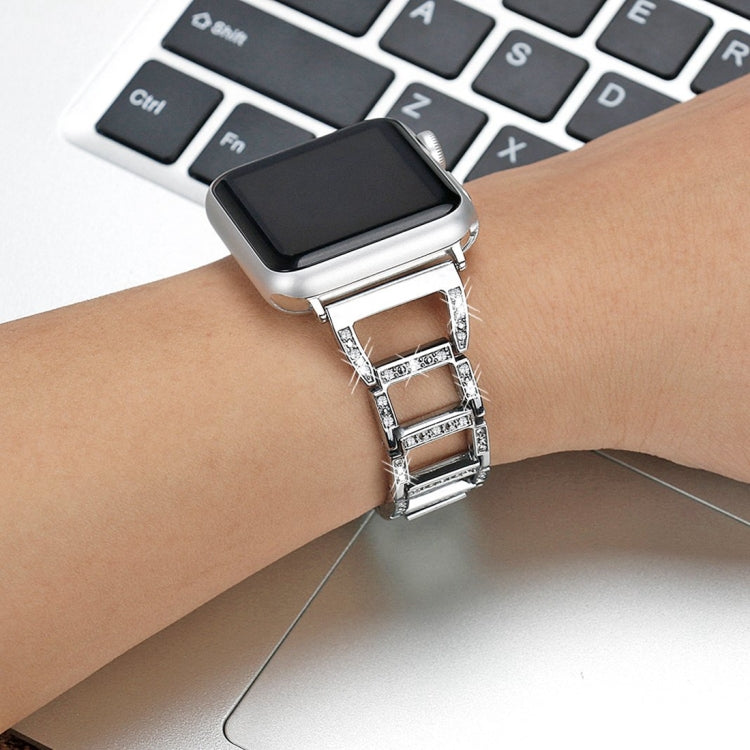 Colorful Diamond Stainless Steel Watch Band for Apple Watch Series 7 41mm / 6 & SE & 5 & 4 40mm / 3 & 2 & 1 38mm(Silver) by bashfashion