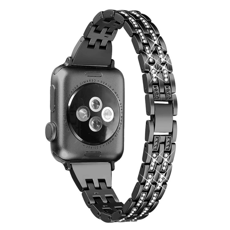 Colorful Diamond Stainless Steel Watch Band for Apple Watch Series 7 41mm / 6 & SE & 5 & 4 40mm / 3 & 2 & 1 38mm(Black) by bashfashion