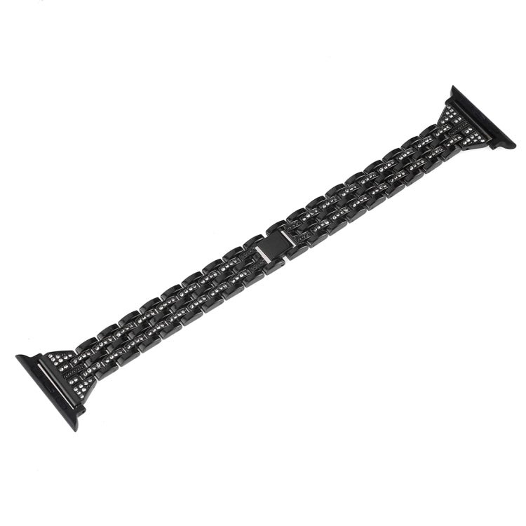 Colorful Diamond Stainless Steel Watch Band for Apple Watch Series 7 41mm / 6 & SE & 5 & 4 40mm / 3 & 2 & 1 38mm(Black) by bashfashion