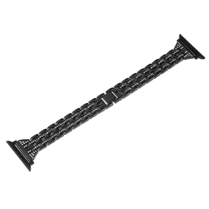 Colorful Diamond Stainless Steel Watch Band for Apple Watch Series 7 41mm / 6 & SE & 5 & 4 40mm / 3 & 2 & 1 38mm(Black) by bashfashion