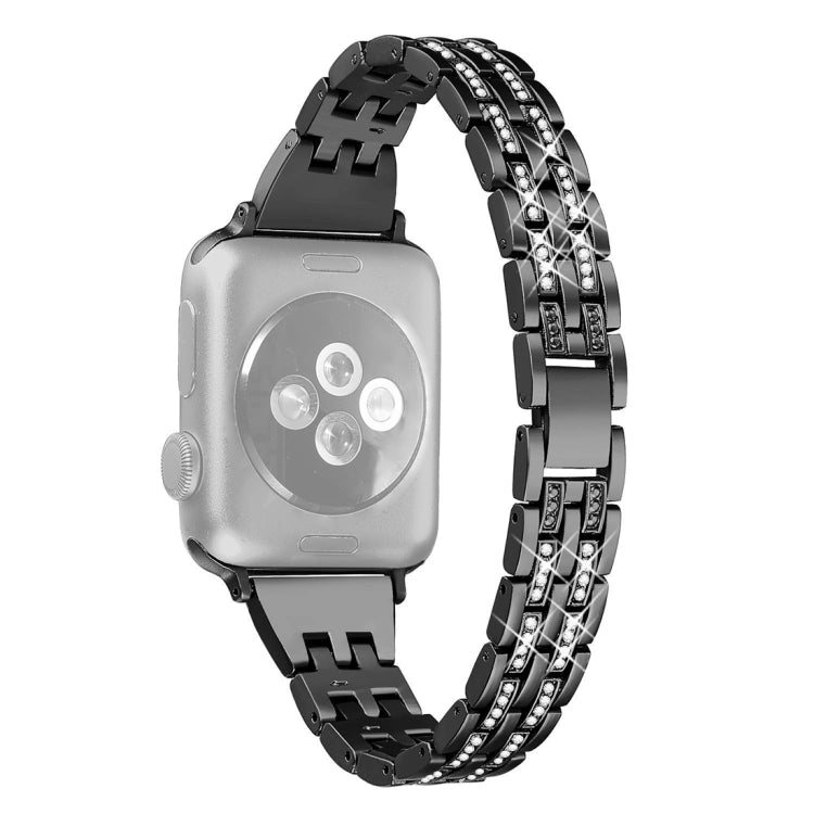 Colorful Diamond Stainless Steel Watch Band for Apple Watch Series 7 41mm / 6 & SE & 5 & 4 40mm / 3 & 2 & 1 38mm(Black) by bashfashion