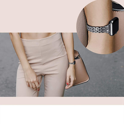 Colorful Diamond Stainless Steel Watch Band for Apple Watch Series 7 41mm / 6 & SE & 5 & 4 40mm / 3 & 2 & 1 38mm(Gold) by bashfashion