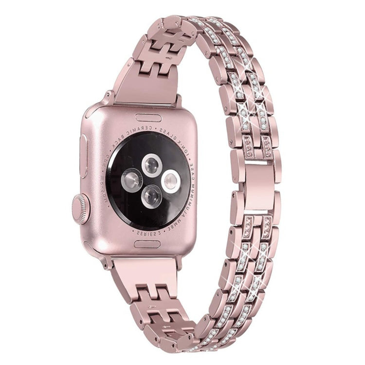 Colorful Diamond Stainless Steel Watch Band for Apple Watch Series 7 41mm / 6 & SE & 5 & 4 40mm / 3 & 2 & 1 38mm(Rose Gold) by bashfashion