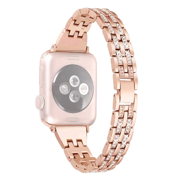 Colorful Diamond Stainless Steel Watch Band for Apple Watch Series 7 41mm / 6 & SE & 5 & 4 40mm / 3 & 2 & 1 38mm(Rose Gold) by bashfashion