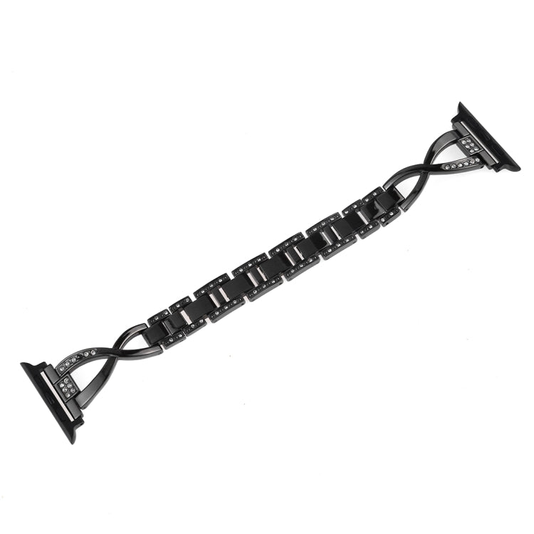 Colorful Diamond Stainless Steel Watch Band for Apple Watch Series 7 45mm / 6 & SE & 5 & 4 44mm / 3 & 2 & 1 42mm(Black) by bashfashion